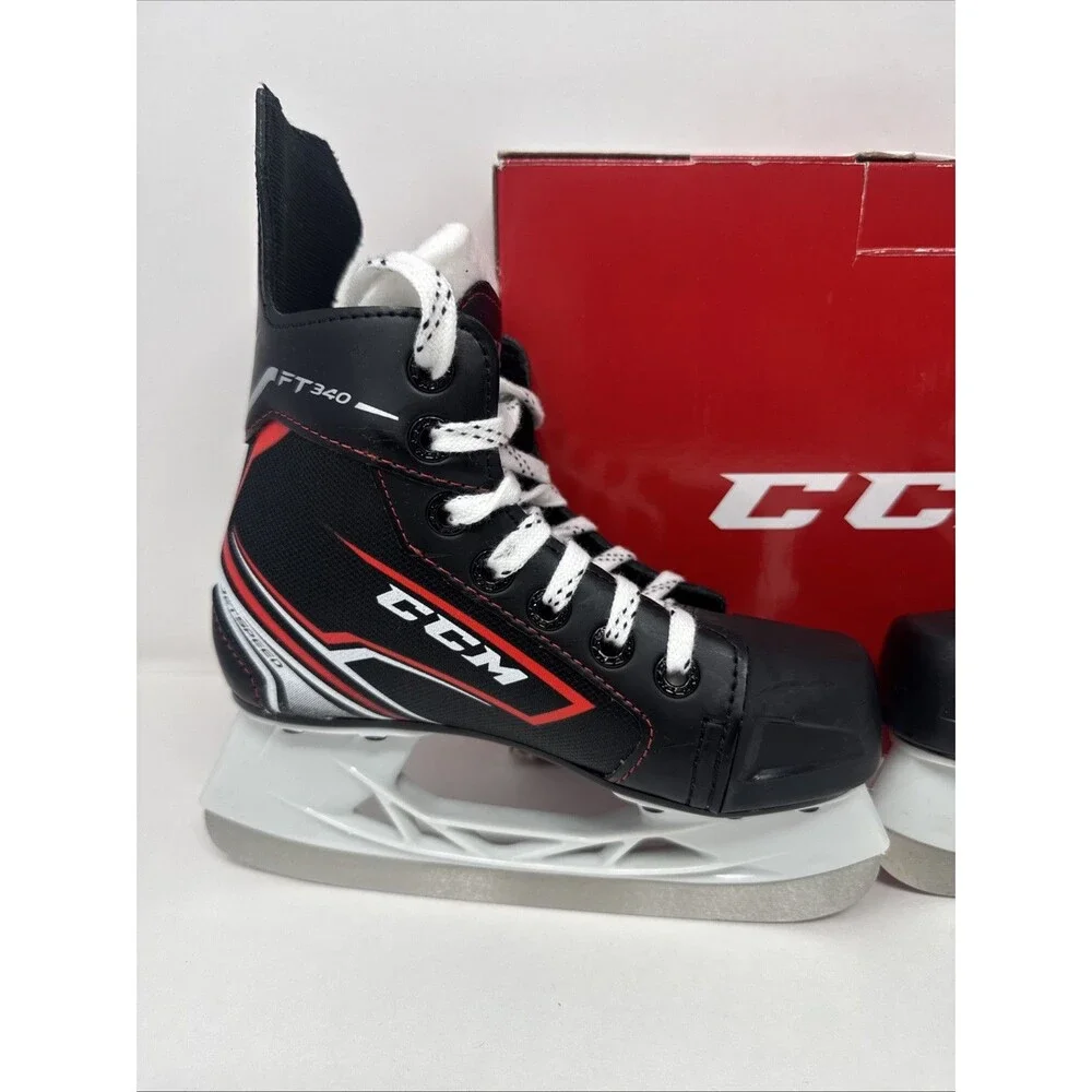 CCM FT340 YOUTH 12 D YT Jet speed Ice Hockey Player Skates BOX NICE Red Black